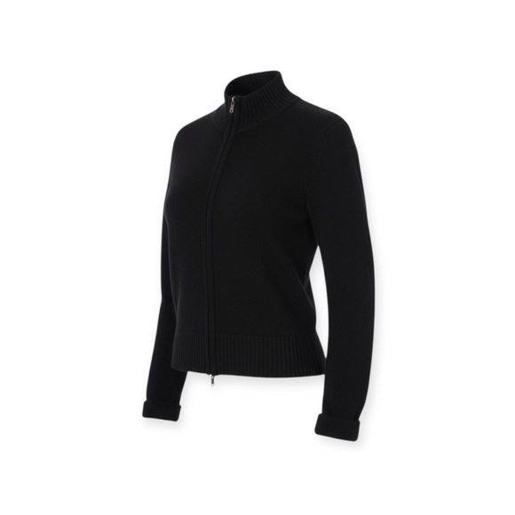 new Cruciani 𖦹 Luxury Fine Knit Zip Cardigan Sweater 𖦹 Black 𖦹 Made in Italy - Picture 3 of 16